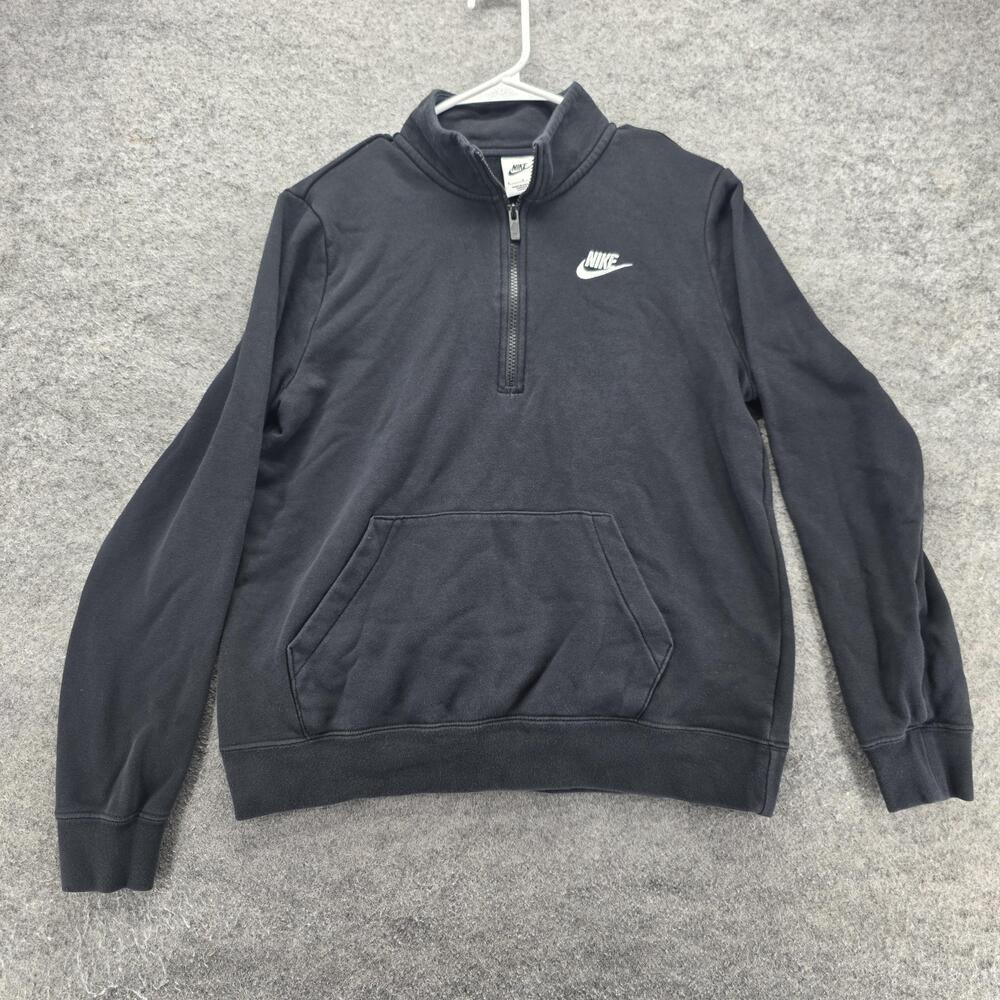 Nike Sweatshirt Mens S Black Pullover 1/4 Zip Pockets Mockneck Fleece DQ5838-010